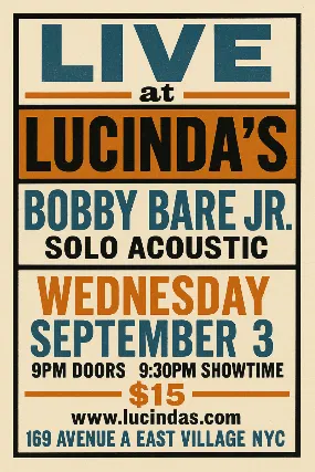 Bobby Bare Jr. Acoustic Show at Lucinda's, NYC