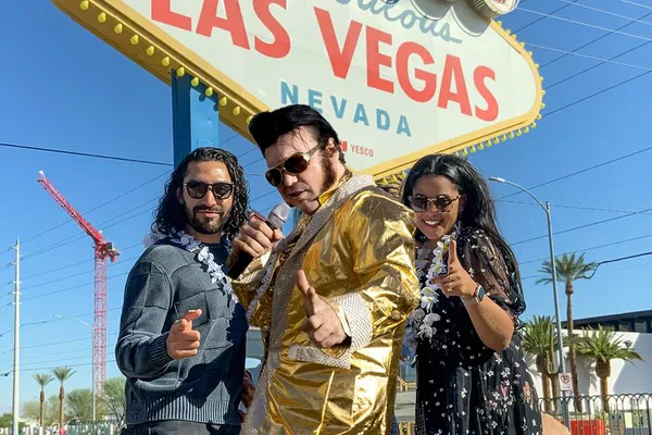 Get Hitched by the King: Gold Elvis Wedding at the Vegas Sign!