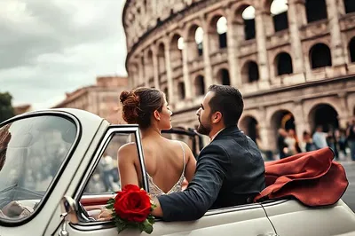 Rome: Luxury Vintage Car Tour with Photoshoot