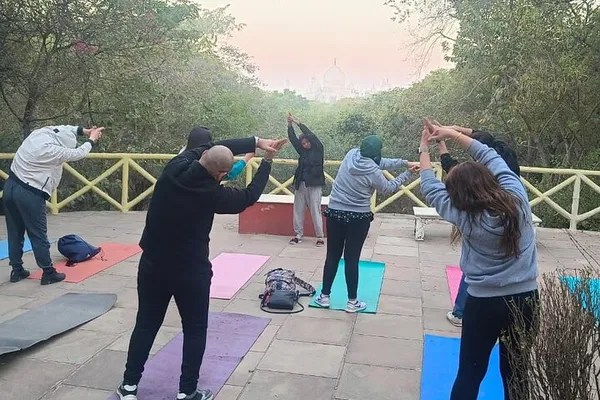 Sunrise Serenity: Yoga with a Taj Mahal View