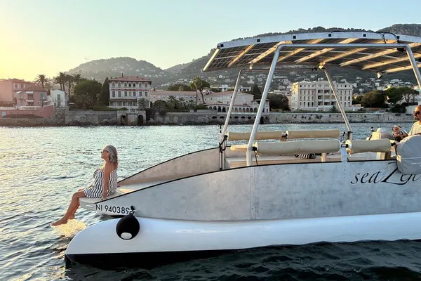 Glide into Sunset: Eco-Friendly Solar Boat Tour near Nice & Monaco