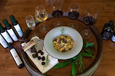Tuscan Indulgence: Truffle Meal, Wine & Olive Oil Tasting near San Gimignano