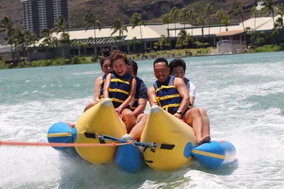 Thrill Ride Combo: Banana Boat & Bumper Tube Adventure in Oahu