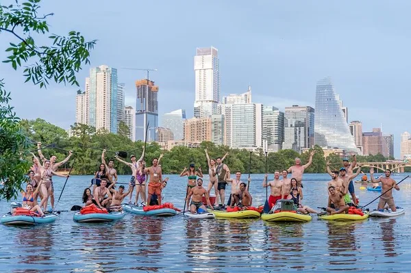Austin's Giant Paddleboard Adventure: Springs, Wildlife, and Skyline Views!