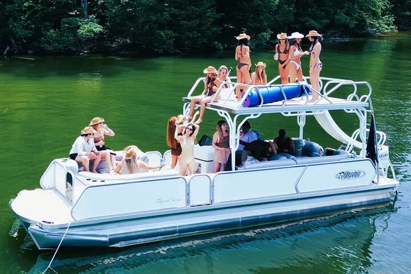 Percy Priest Party Pontoon: Double Decker Slide Fun!