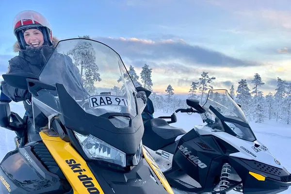 Vuollerim's Private Snowmobile Adventure: Untamed Swedish Wilderness!