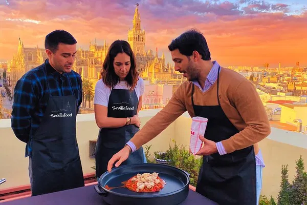 Seville Paella Class: Cook, Eat & Rooftop Views!