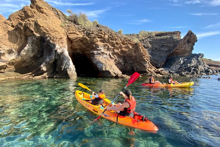 Kayak Cap d'Agde: Volcanic Cliffs & Black Sand