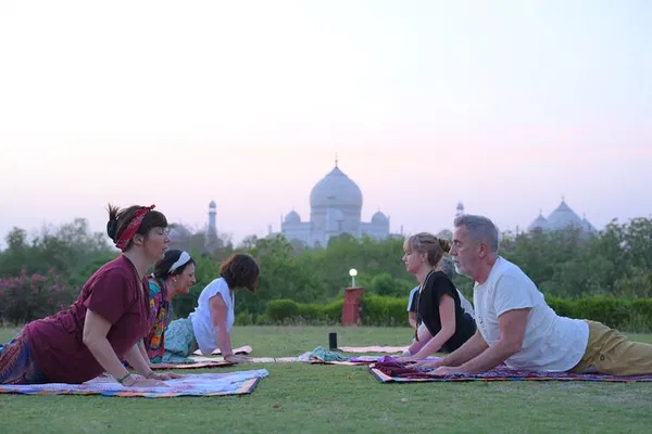 Sunrise Yoga: Taj Mahal's Serene Embrace