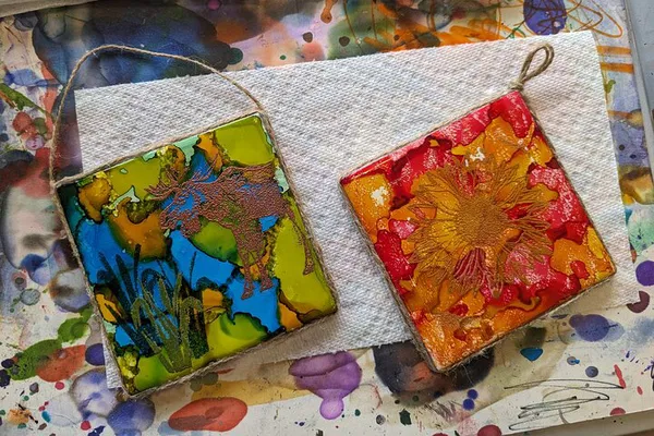 Craft Your Masterpiece: Embossed Alcohol Ink Tile Art in Estes Park